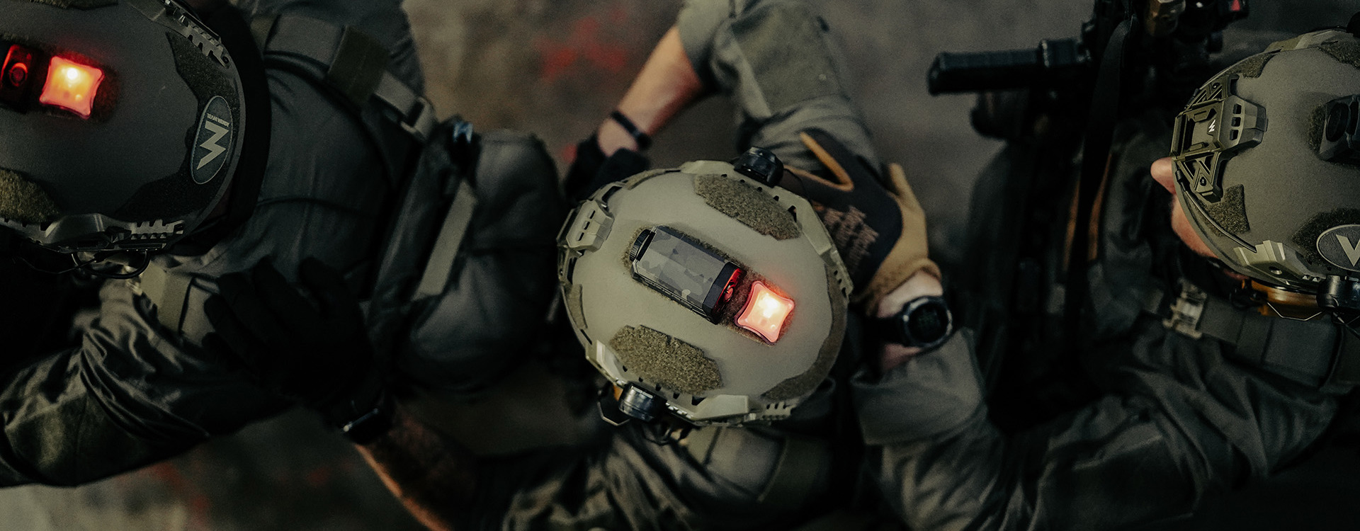 Aerial view of soldiers in team wendy helmets